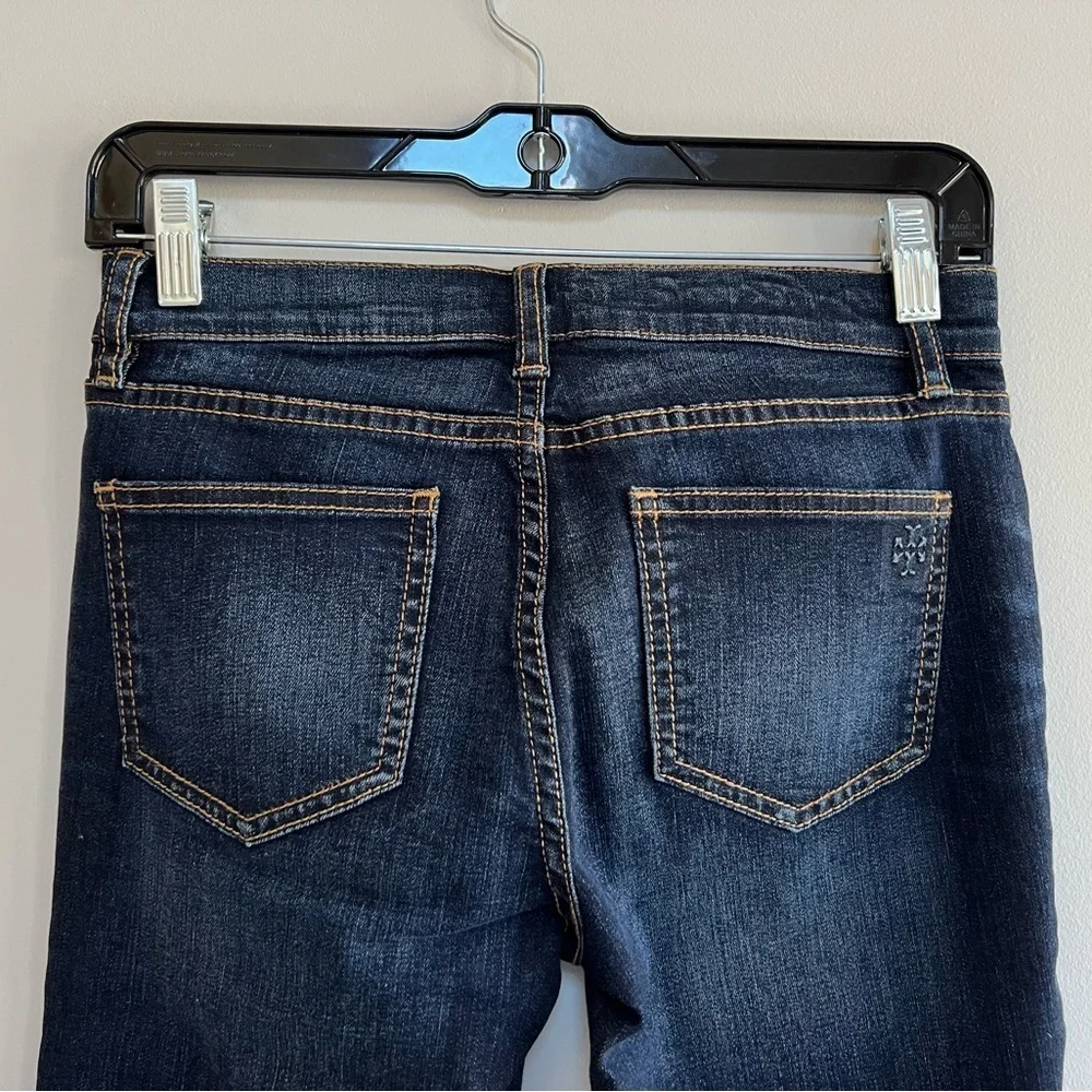 Tory Burch Pardon My French Mid-Rise Straight-Leg Denim Jean, Dark Blue Wash, 24